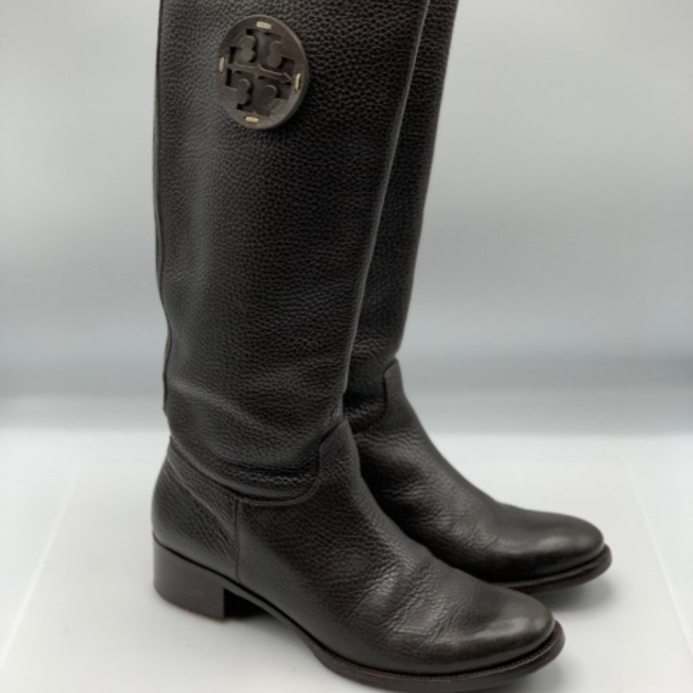Pre Owned Tory Burch Sz 7.5 Chocolate Brown Keaton Leather Boots